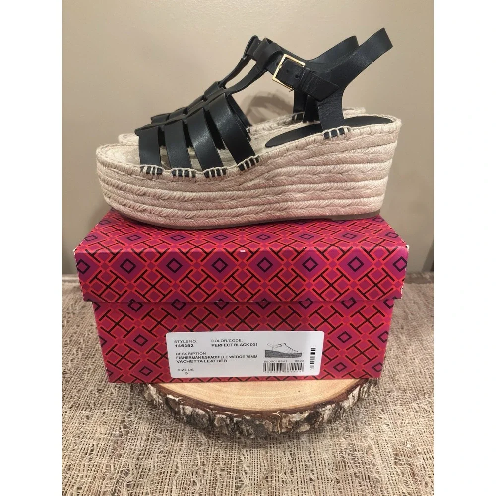 Tory Burch Womens's Size 8.5 M Fisherman Espadrille Wedge Heel Platform New